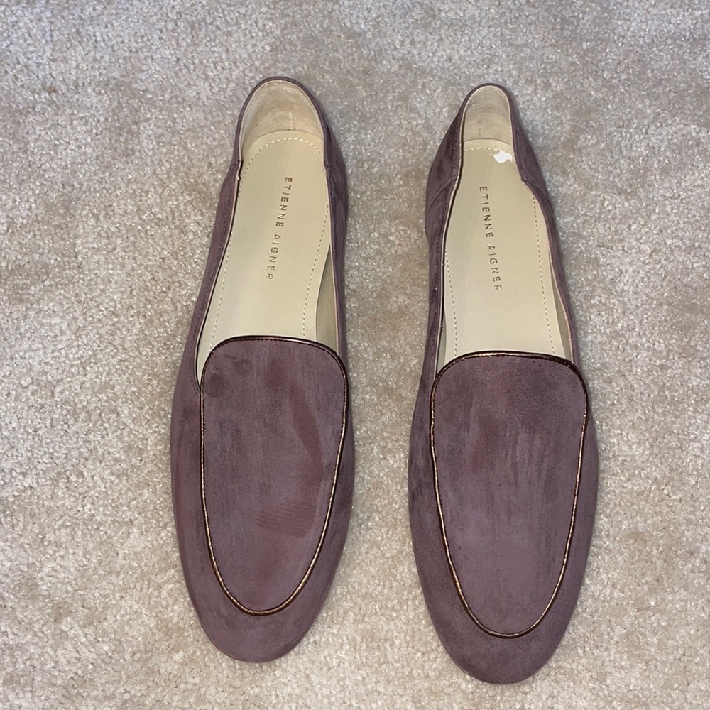 Etienne Aigner brown/taupe velvet flats loafers